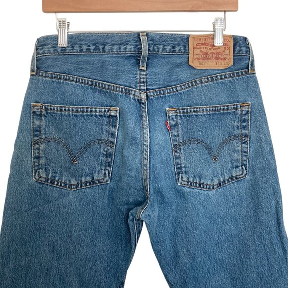 Vintage LEVI'S 501 Classic Straight Leg Ankle Jeans Blue - Picture 10 of 14